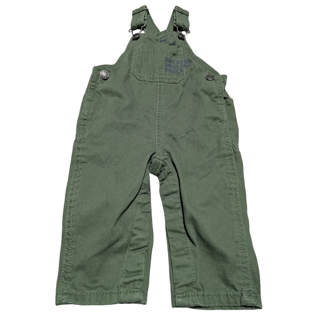 Carters‎ Baby Boy Olive Green Dinosaur Canvas Bib Overalls 6 Months
